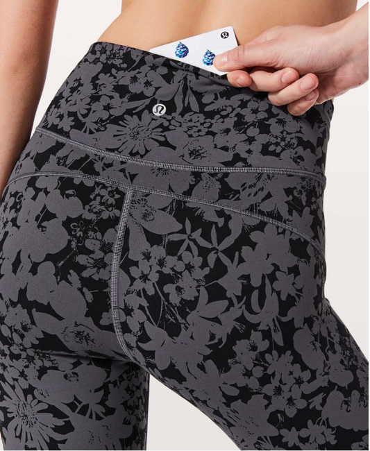 Lululemon In Movement Crop Everlux 19" Inseam Efflorescent Nebula Black Sz 6