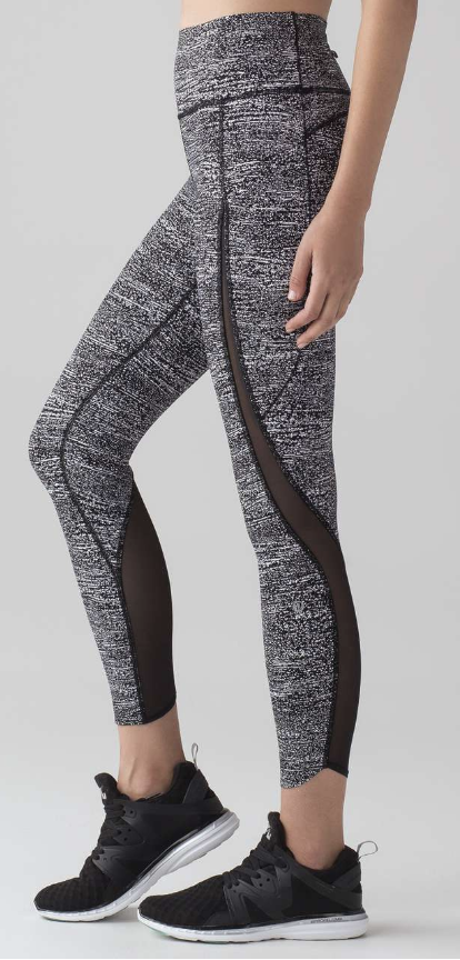 Lululemon Pace Perfect 7/8 Tight 25" Inseam Air Time White Black/Black Sz 6