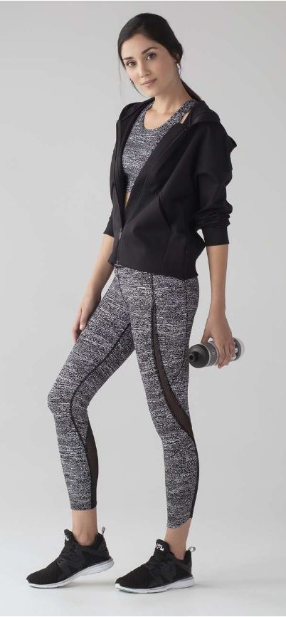 Lululemon Pace Perfect 7/8 Tight 25" Inseam Air Time White Black/Black Sz 6
