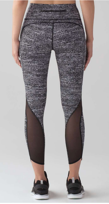 Lululemon Pace Perfect 7/8 Tight 25" Inseam Air Time White Black/Black Sz 6