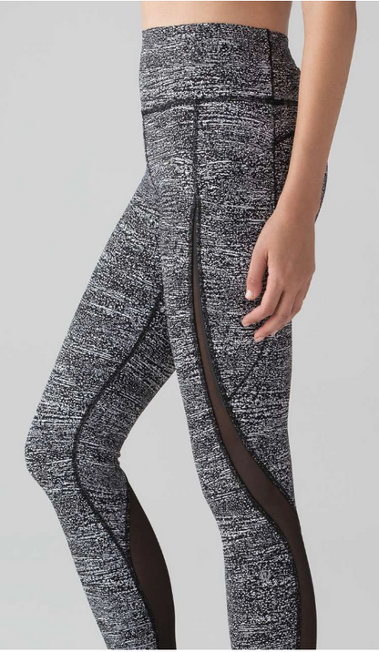 Lululemon Pace Perfect 7/8 Tight 25" Inseam Air Time White Black/Black Sz 6