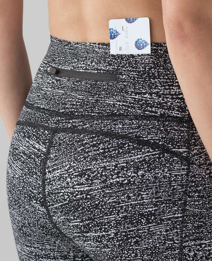 Lululemon Pace Perfect 7/8 Tight 25" Inseam Air Time White Black/Black Sz 6