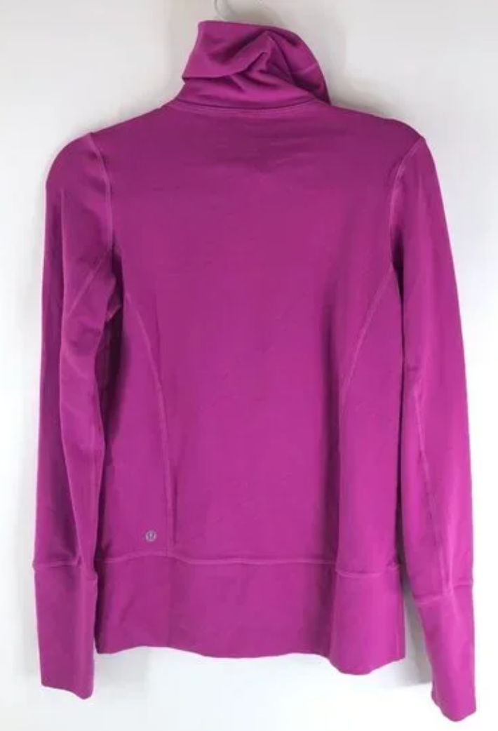 Lululemon In Stride Jacket Full Zip Mock Neck Pockets No Hood Fuchsia Graphite Grey Sz 6