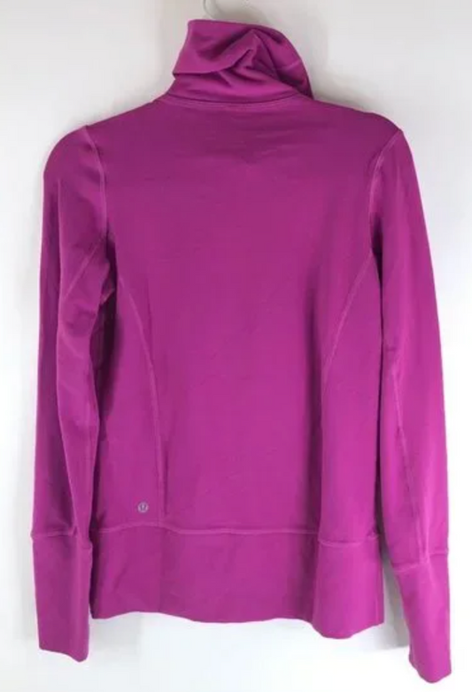 Lululemon In Stride Jacket Full Zip Mock Neck Pockets No Hood Fuchsia Graphite Grey Sz 6