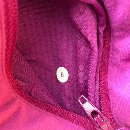 Lululemon In Stride Jacket Full Zip Mock Neck Pockets No Hood Fuchsia Graphite Grey Sz 6