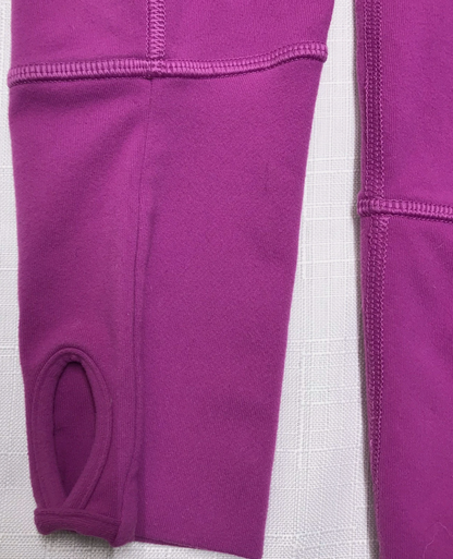 Lululemon In Stride Jacket Full Zip Mock Neck Pockets No Hood Fuchsia Graphite Grey Sz 6