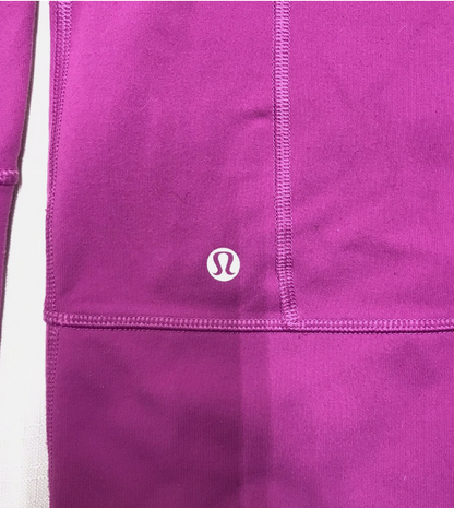 Lululemon In Stride Jacket Full Zip Mock Neck Pockets No Hood Fuchsia Graphite Grey Sz 6