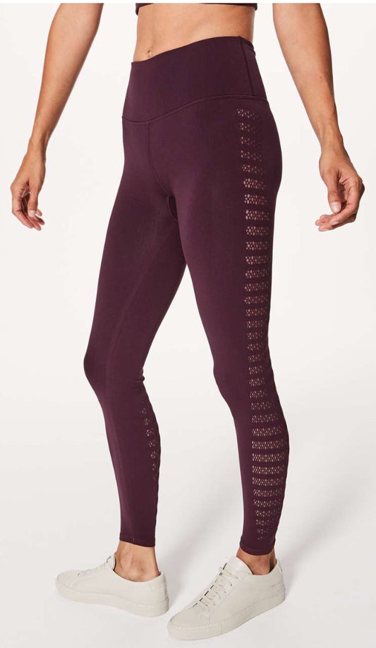 Lululemon Reveal 7/8 Stripes 25” Inseam Tight Dark Adobe Sz 8