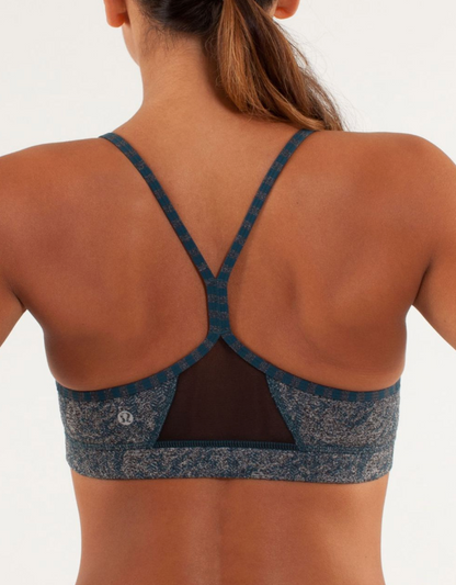 Lululemon Flow Y Bra IV Sports Bra Rose Herringbone Black/Half Micro Macro Alberta Lake Heathered Black Sz 2