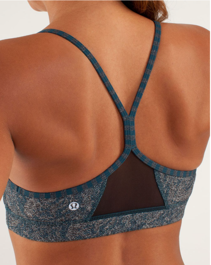 Lululemon Flow Y Bra IV Sports Bra Rose Herringbone Black/Half Micro Macro Alberta Lake Heathered Black Sz 2