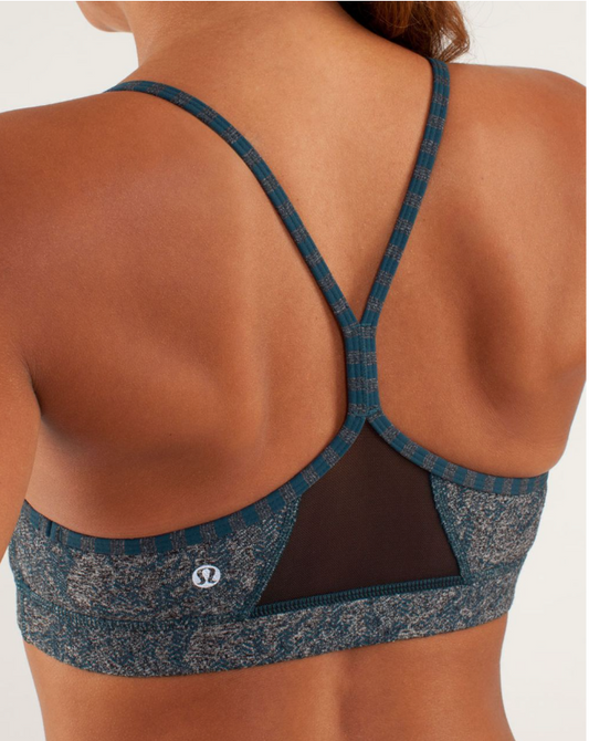 Lululemon Flow Y Bra IV Sports Bra Rose Herringbone Black/Half Micro Macro Alberta Lake Heathered Black Sz 2