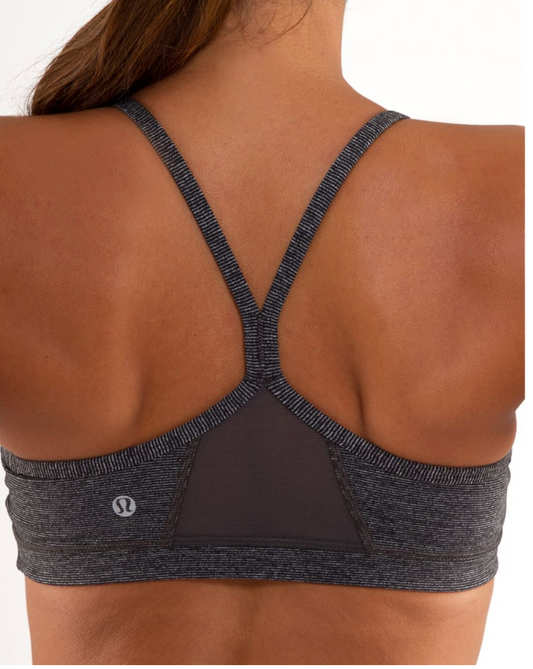 Lululemon Flow Y Bra IV Sports Bra Black Wee Stripe Sz 2