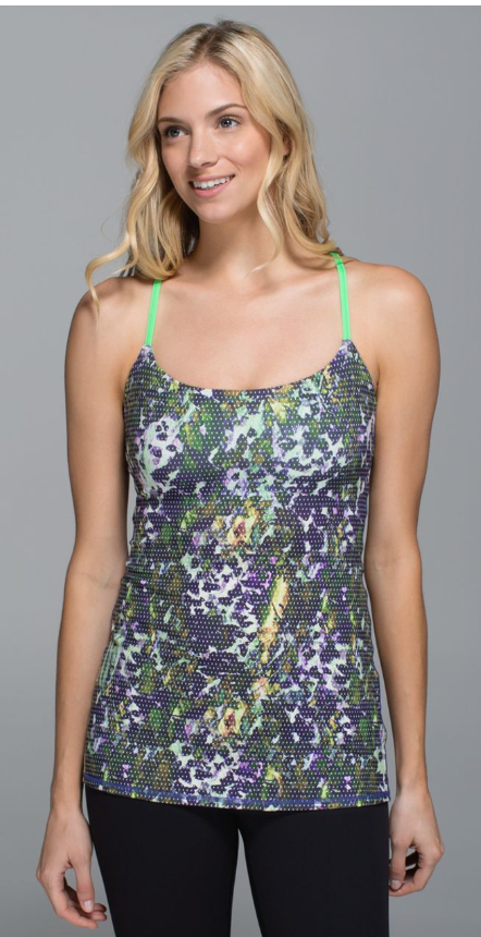 Lululemon Dancing Warrior Tank Floral Sport White Multi/Pistachio Sz 2
