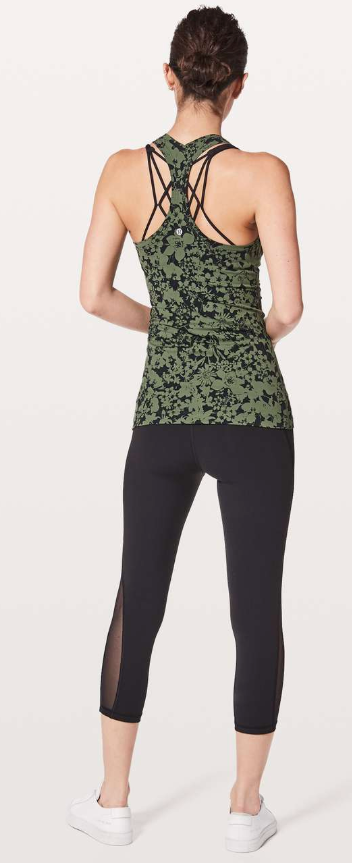 Lululemon Cool Racerback II Efflorescent Barracks Green Black Sz 2