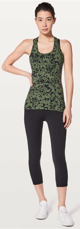 Lululemon Cool Racerback II Efflorescent Barracks Green Black Sz 2