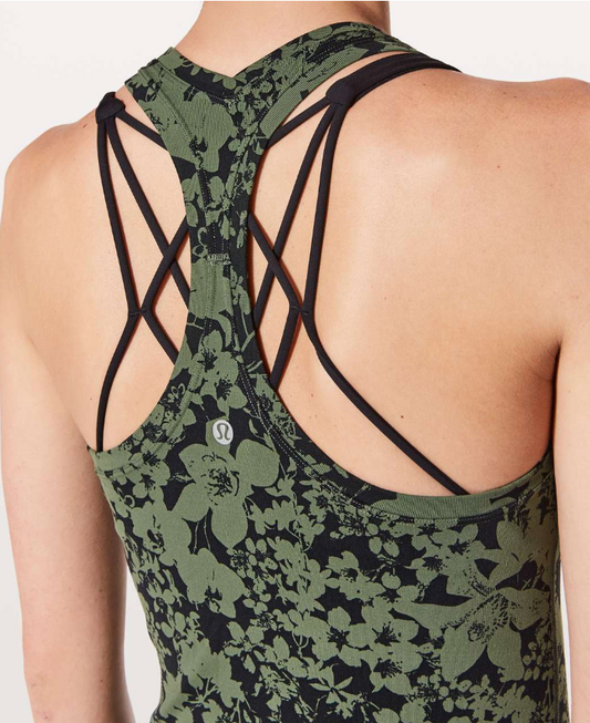 Lululemon Cool Racerback II Efflorescent Barracks Green Black Sz 2