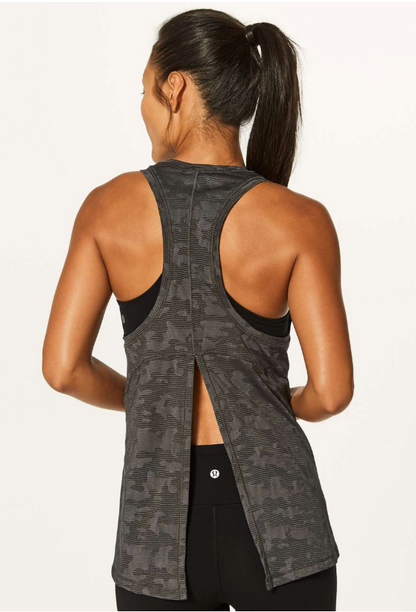Lululemon Miles Ahead Tank (Camo) Deep Camo Green Sz 4