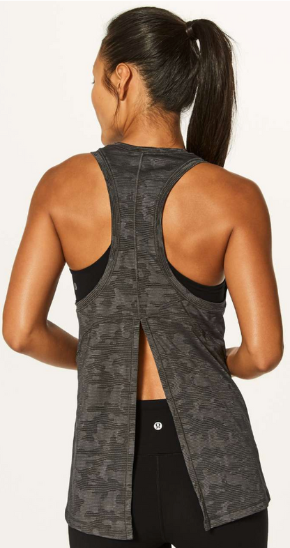 Lululemon Miles Ahead Tank (Camo) Deep Camo Green Sz 4