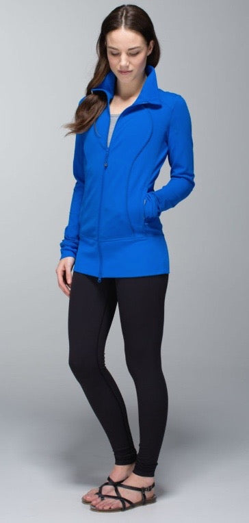 Lululemon Nice Asana Jacket Baroque Blue/Mini Hyper Stripe Baroque Blue Sz 8