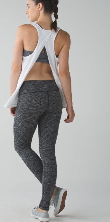 Lululemon Wunder Under pant III Crop 19” Inseam CoCo Pique Black White Sz 4
