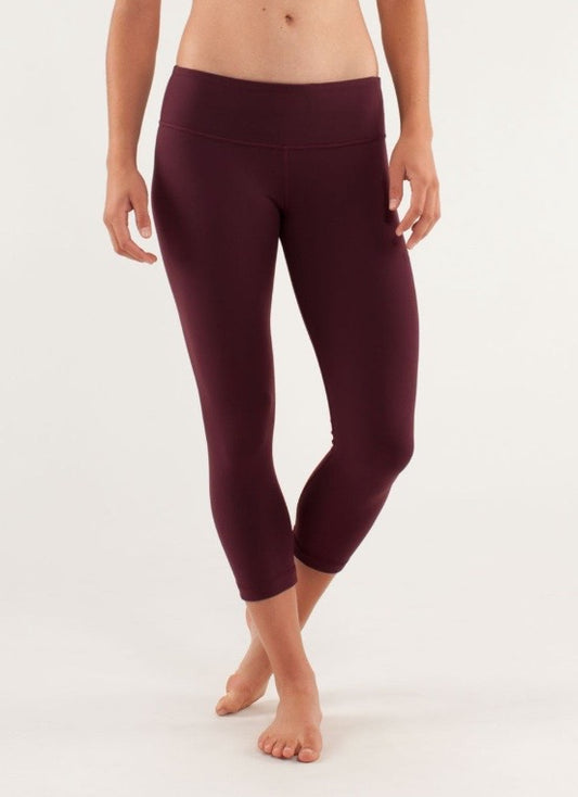 Lululemon Wunder Under Leggings Crop 21” Inseam Bordeaux Drama Sz 6