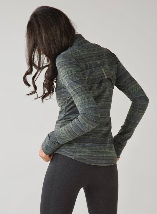 Lululemon Define Jacket Space Dye Twist Dark Slate Fatigue Green Micro Striped Sz 2