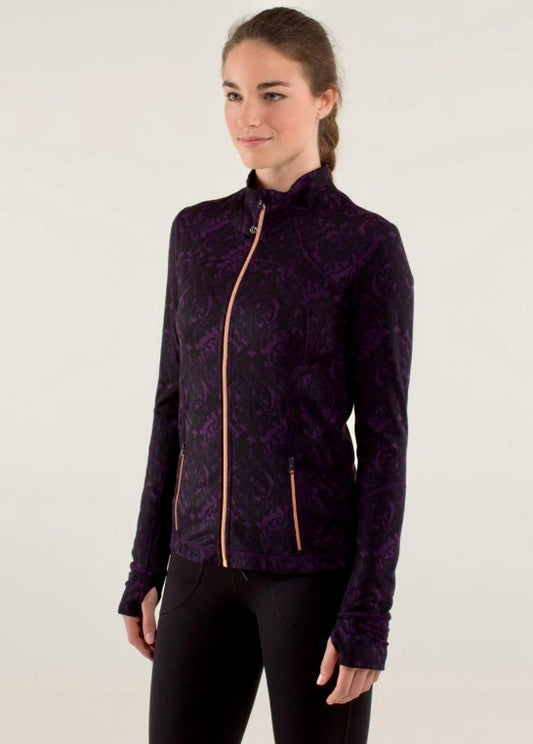 Lululemon Forme Jacket II Textured Beautiful Baroque Deep Zinfandel Sz 4 Brand New