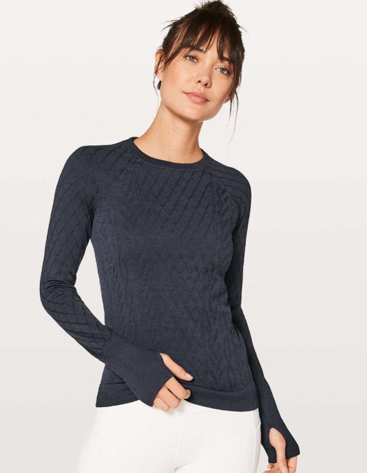 Lululemon Rest less Pullover Long Sleeve Top Midnight Navy Sz 4