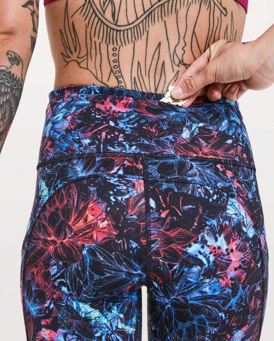 Lululemon Fast & Free HR Crop II 19” Inseam Neon Blossom Multi Sz 6