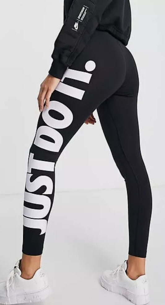 Nike Just Do It Sportswear Essential HR Leggings Black/white logo Small