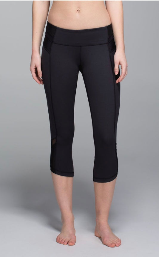 Lululemon Just Breathe Crop Black Leggings 23" Inseam Black Sz 6