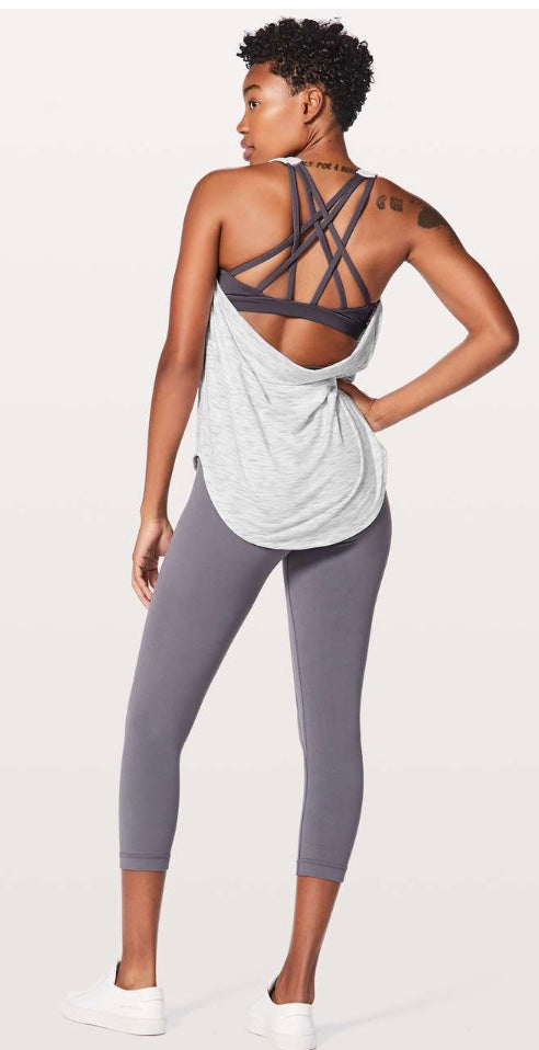 Lululemon Free To Be Serene Tank (2 In 1) Medium Support For C/D Cup Tiger Space Dye Hail White / Nebula Sz 10 Brand New Without Tag