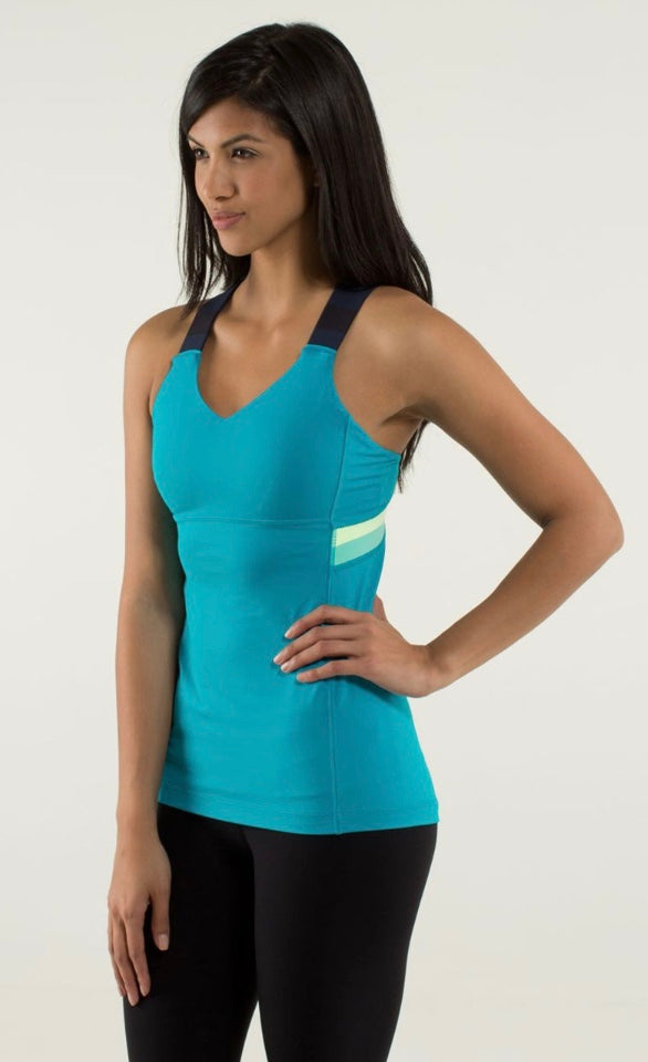 Lululemon Push Ur Limits Tank Surge Assorted Stripe Blue/Blk Sz 6