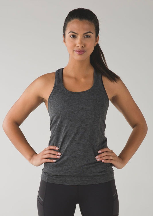 Lululemon Swiftly Tech Racerback Tank Heathered Dark Slate Sz 10
