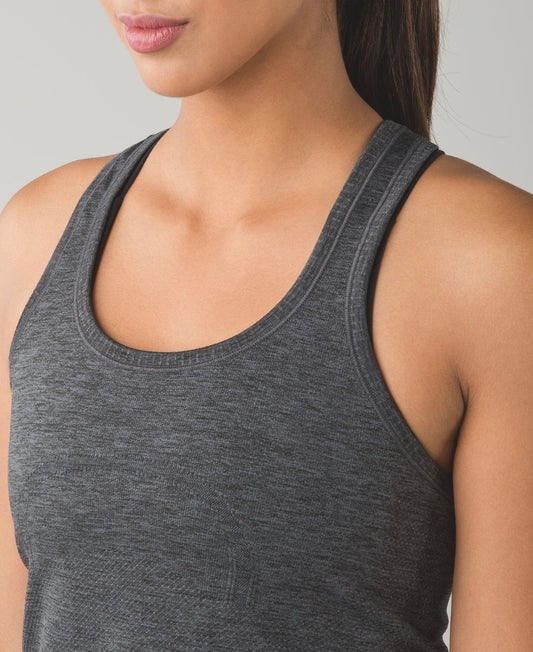 Lululemon Swiftly Tech Racerback Tank Heathered Dark Slate Sz 10