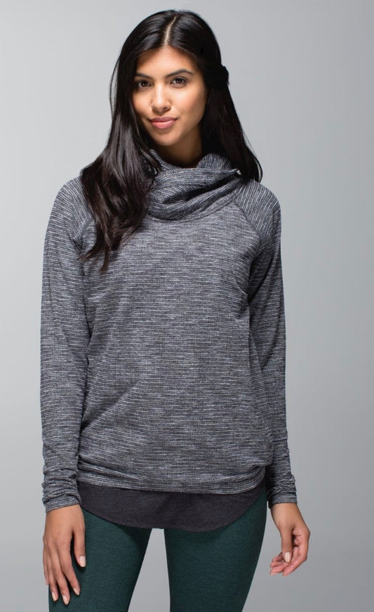 Lululemon Healthy Heart Pullover CoCo Pique Black Sz 12