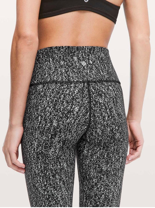 Lululemon Wunder Under Crop HR 21” Inseam Luon Suited Jacquard Black White Sz 6