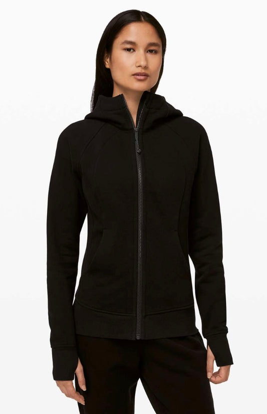 Lululemon Scuba Hoodie Light Cotton Fleece Full Length Black Sz 8