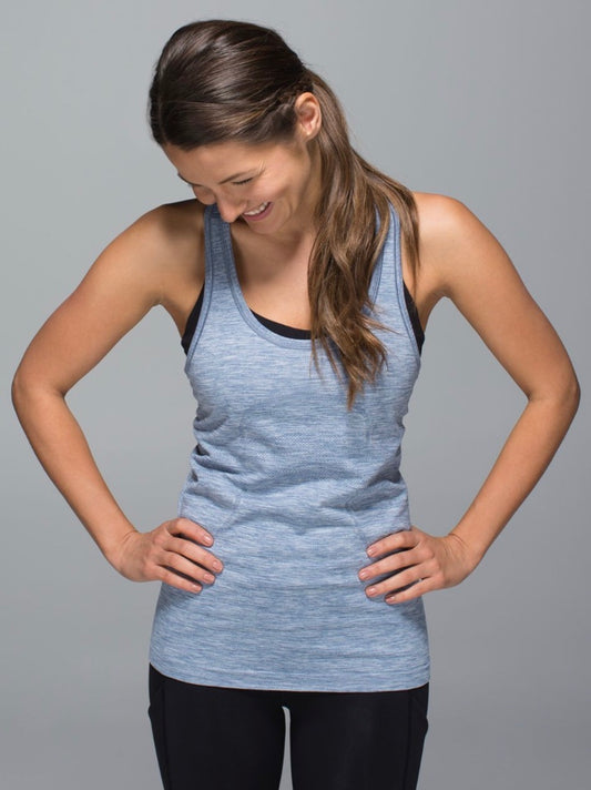 Lululemon Swiftly Tech Racerback 2.0 Tank Top Heathered Blue Denim Sz 20 Brand New With Tag