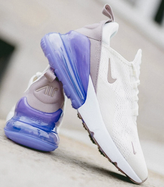 Nike Air Max 270 Women's Sail Pumice Space Purple Lilac Violet White Women's Sz 6.5 or Youth 5.0