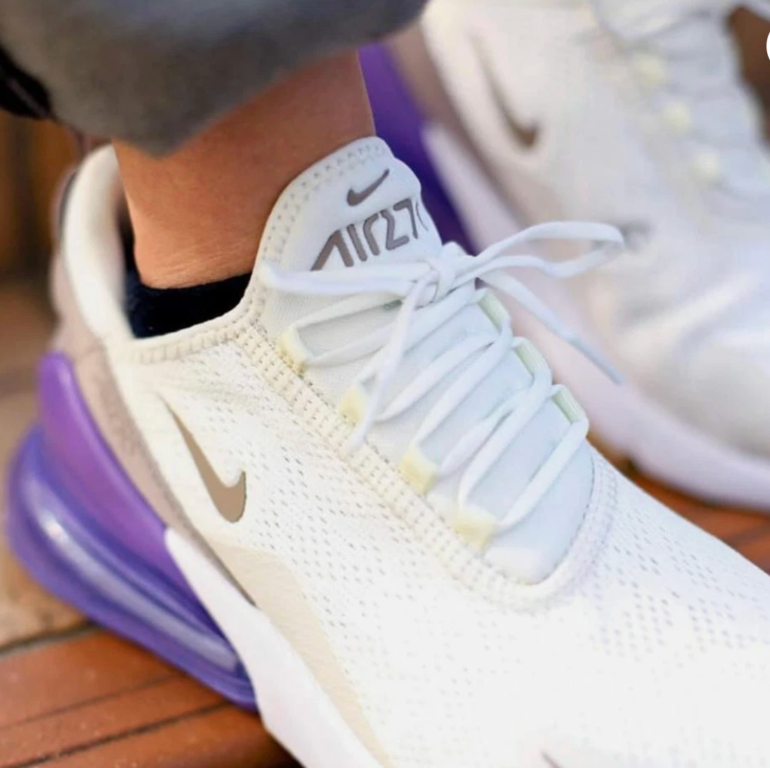 Nike Air Max 270 Women's Sail Pumice Space Purple Lilac Violet White Women's Sz 6.5 or Youth 5.0