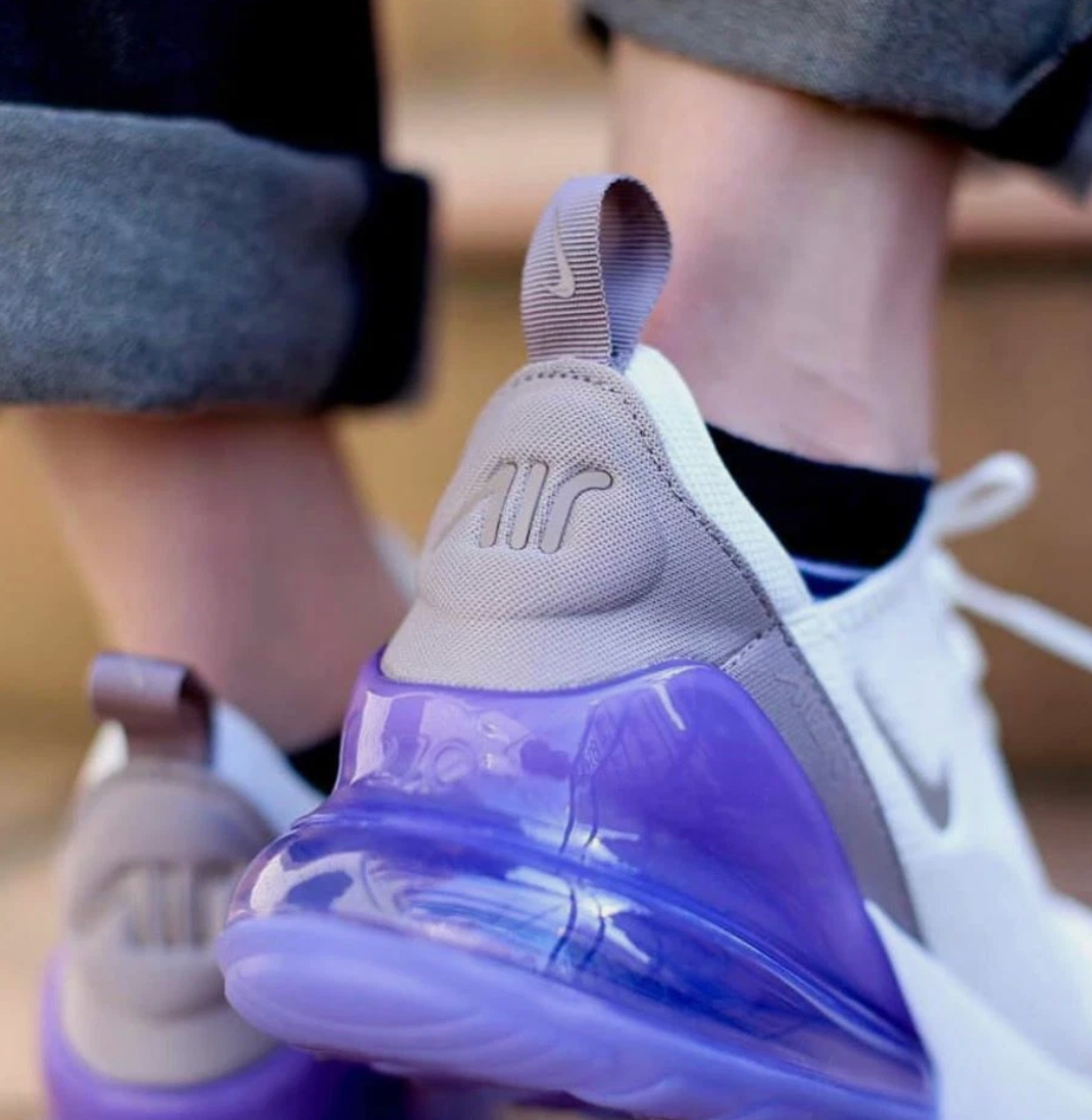 Nike Air Max 270 Women's Sail Pumice Space Purple Lilac Violet White Women's Sz 6.5 or Youth 5.0
