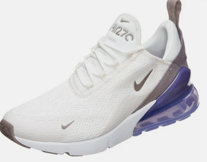 Nike Air Max 270 Women's Sail Pumice Space Purple Lilac Violet White Women's Sz 6.5 or Youth 5.0
