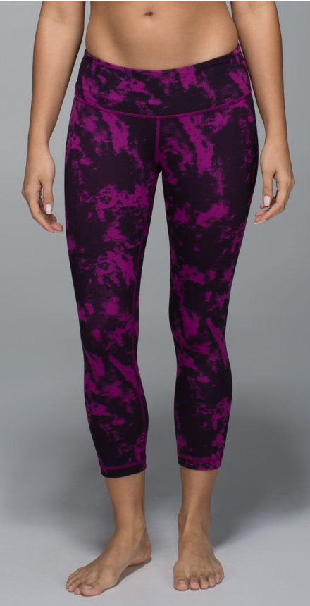 Lululemon Wunder Under Crop II 21.5" Inseam Full-On Luon Breezie Regal Plum Black Sz4