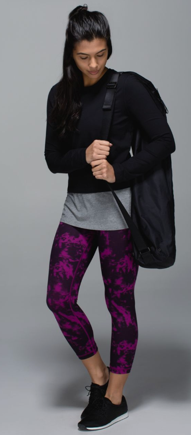 Lululemon Wunder Under Crop II 21.5" Inseam Full-On Luon Breezie Regal Plum Black Sz4