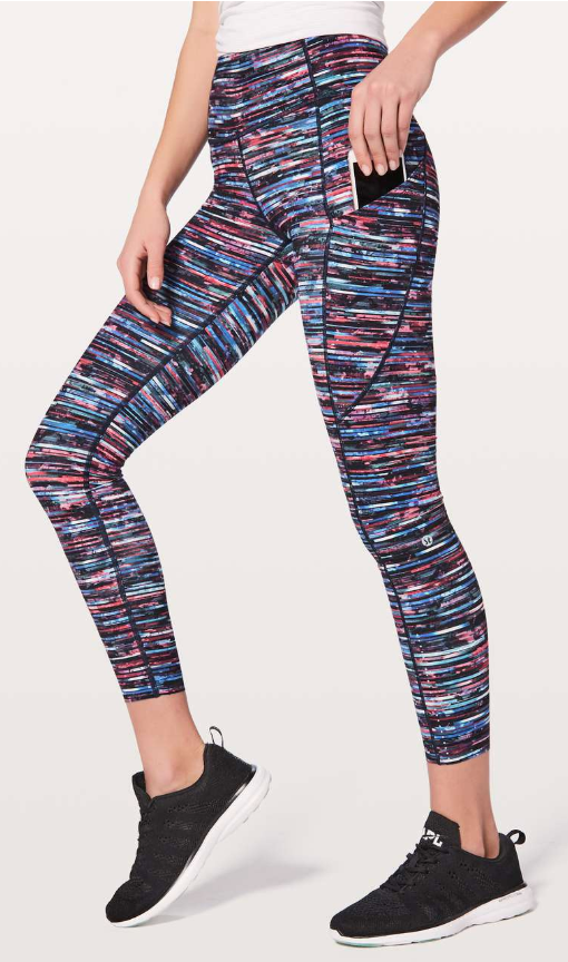 Lululemon Fast & Free 7/8 Tight II Nulux 25" Inseam Hinshu Alpine White Multi Sz 4