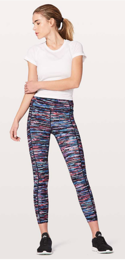 Lululemon Fast & Free 7/8 Tight II Nulux 25" Inseam Hinshu Alpine White Multi Sz 4