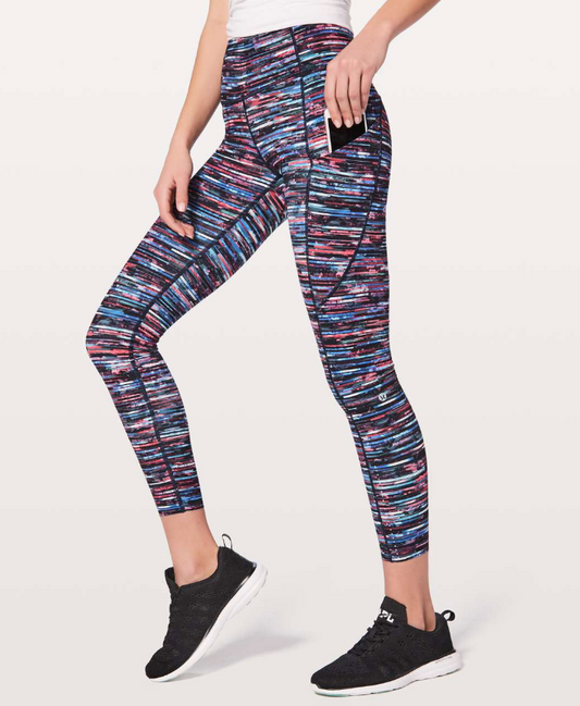 Lululemon Fast & Free 7/8 Tight II Nulux 25" Inseam Hinshu Alpine White Multi Sz 4