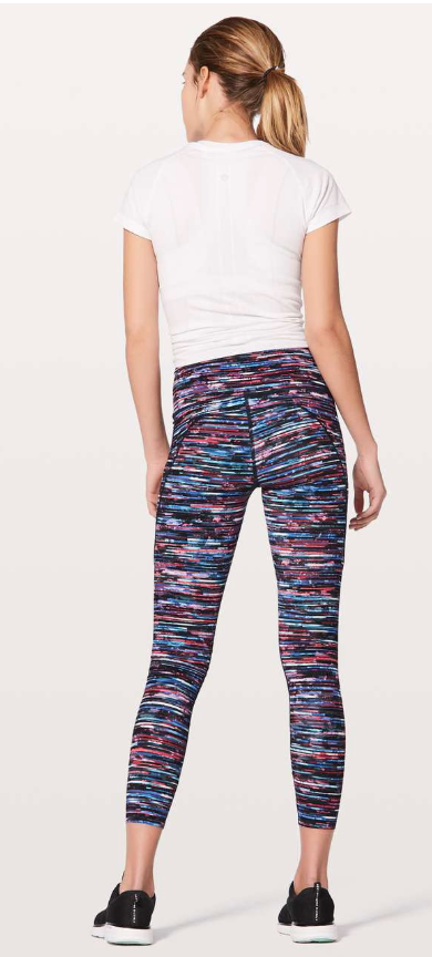 Lululemon Fast & Free 7/8 Tight II Nulux 25" Inseam Hinshu Alpine White Multi Sz 4