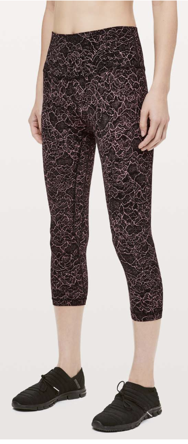 Lululemon Align Crop 21" Inseam Lacescape Spanish Rose Black Sz 4